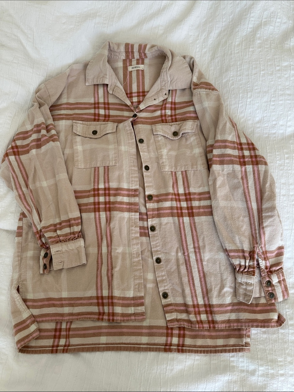 SPELL & The Gypsy Basecamp Flannel Shirt Musk Plaid S Free People Like New